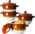 LE TAUCI French Onion Soup Bowls with Lids, Handles, 22 oz, Set of 4