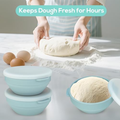 Set of 2 Collapsible Silicone Containers with Lids, 16.8 x 16.8 x 7 cm