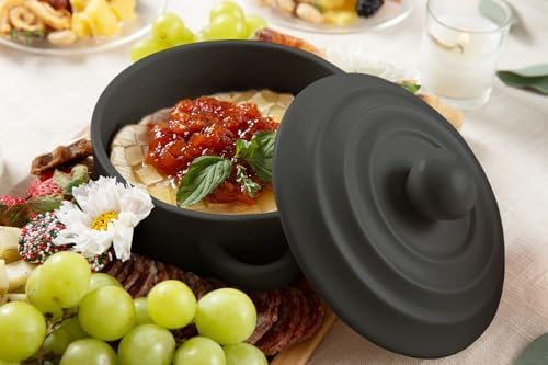 Stoneware Brie Cheese Baking Dish and Warmer with Lid - Oven Safe
