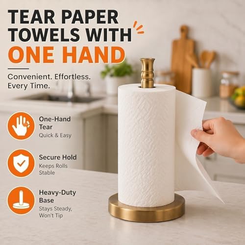 Stainless Steel Paper Towel Holder, Gold Brushed Finish
