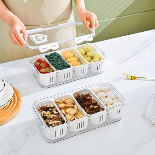 Food Organizer for Pantry Transparent Divided Organization Container