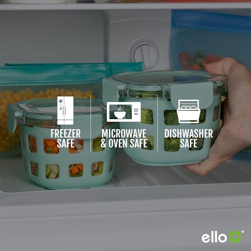 Ello Duraglass 2 Cup Glass Storage Containers, 4 Pack