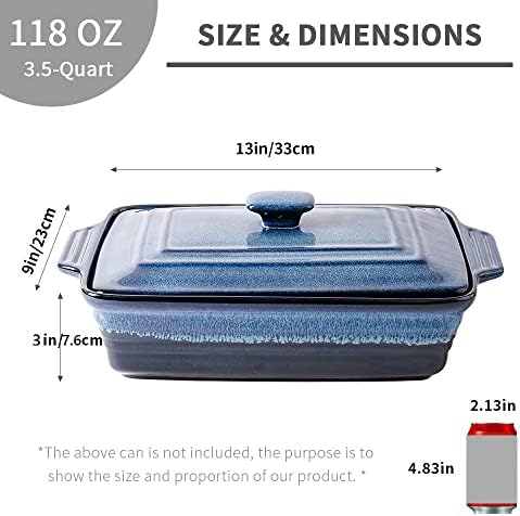 KOOV Ceramic Casserole Dish with Lid, 9 x 13 Inches