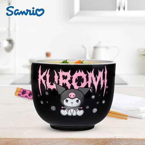 Silver Buffalo Sanrio Hello Kitty Kuromi, Ramen Bowl with Chopsticks