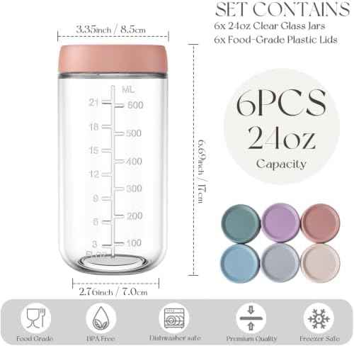 KEMORELA 24oz Overnight Oats Containers with Lids