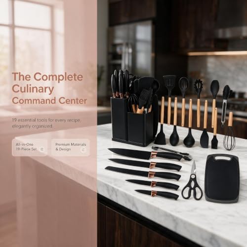 19-Piece Silicone Skitchen Utensils Set, Heat-Resistant Nonstick