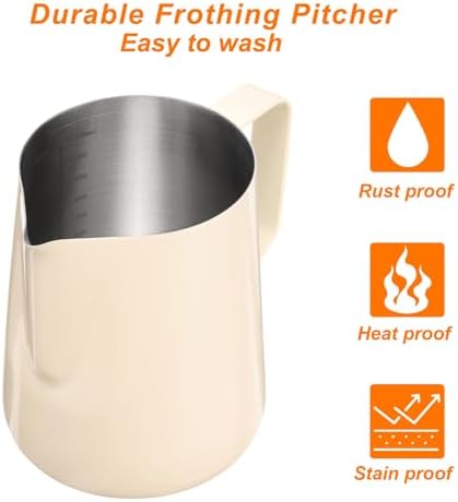 uxcell Milk Frothing Pitcher, 21oz / 600ml Stainless Steel Milk