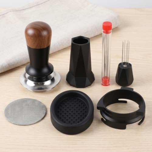 5 Pieces Coffee Pressing Device With Walnut Top Handle And Black
