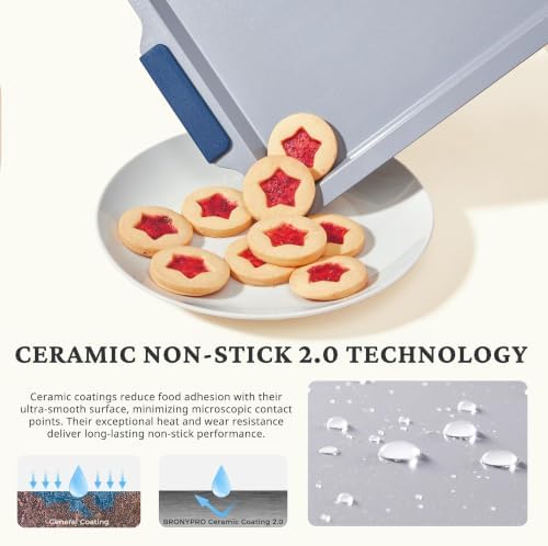 BRONYPRO Non Stick Ceramic Baking Sheet Pan Set of 3, Non Toxic Cookie
