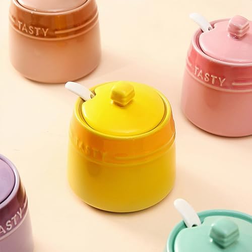 Salt Pot, Solid Color Porcelain Sugar Pot, For Coffee Bar, Sugar Bowl