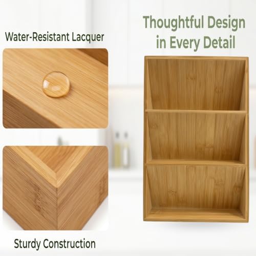 Spice Drawer Organizer for Cabinet, 3 Tier Bamboo Spice Rack Tray for