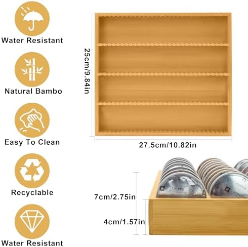 MinBoo Bamboo Coffee Pod Storage Holder Drawer Insert for Counter Compatible with Vertuoline Capsules for Kitchen, Home, Office, Coffee Station,Small