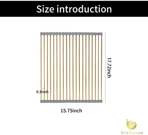 Snailhouse Gold Roll-Up Over Sink Dish Drying Rack for Kitchen,17.8x15.7in