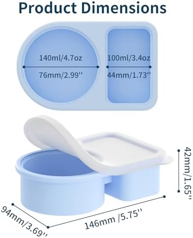 5 Pack Silicone Snack Containers with Lids, Reusable Snackle Box, 8 oz