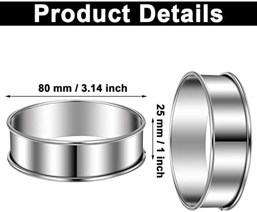 Boao 16 Pcs Cookie Rings for Baking English Muffin Ring Egg Mold