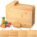 LemonRoad 4 Pack Wood Cutting Board Set with Holder, Bamboo