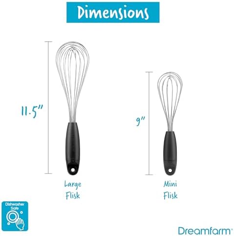 Dreamfarm Flisk Whisk, Set of 2 - Flat & Balloon Whisk (Red)