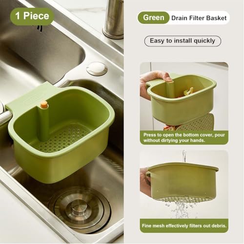 Multifunctional Hanging Sink Drain Strainer Basket, Green