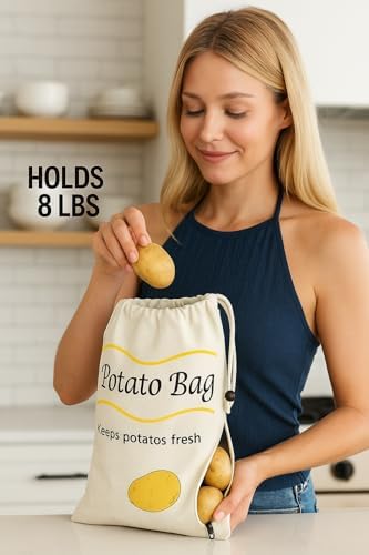 3 Pack Vegetable Storage Bags for Potatoes Onions Garlic, Drawstring