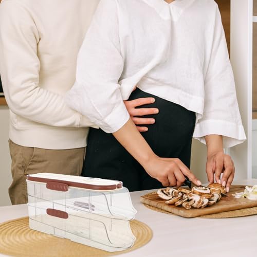 Kitchen Egg Holder Two Layer Auto Rolling Dispenser for Fridge Door