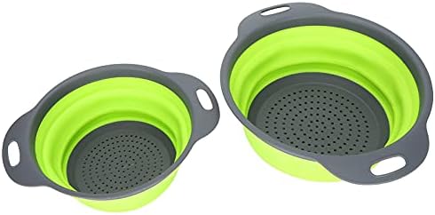 2Pcs Round Collapsible Colanders for Kitchen, 2 Sizes