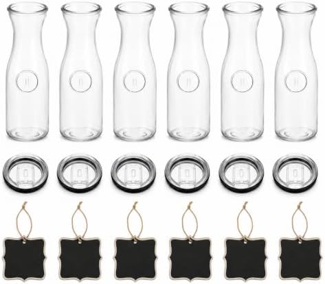 Lux Glass Carafe Set, 1 Liter Drink Pitcher & Wine Decanter, Mimosa
