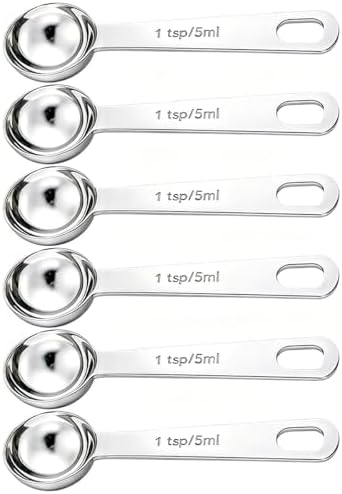 6PCS Teaspoon Measuring Spoons Set(1 Tsp, 5ml), Tablespoon Measuring