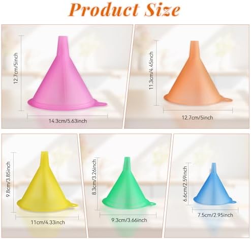 20 Pcs Plastic Funnel Set Colorful Wide Mouth Funnel Multipurpose