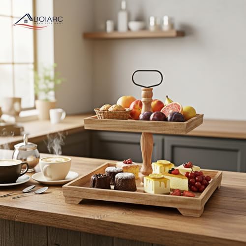 Rustic Tiered Tray, Farmhouse Tiered Serving Tray Decor