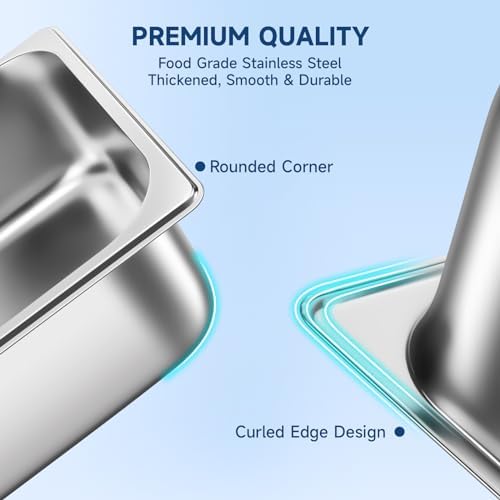 Hotel Pans with Lids, 1/2 Size, 4 Inch Stainless Steel
