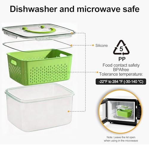 YudouTech Fruit Storage Containers for Fridge, 4 PCS, Green