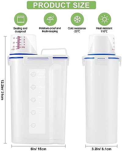 2 Pcs 5.5Lbs Rice Storage Container, Rice Container with Measuring Cup