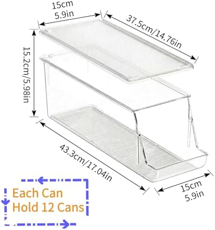 Soda Can Dispenser with Lid for Refrigerator, 2 Pack