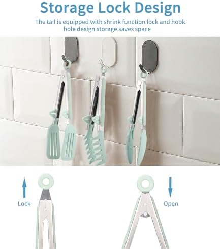 3-Piece 26 cm Stainless Steel Silicone Tip Tongs Set, Green