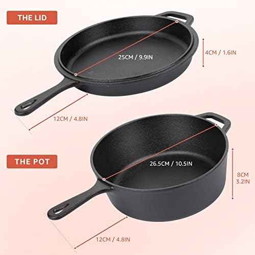 Overmont 2-in-1 Cast Iron Dutch Oven - 3.2QT Deep Pot with Lid Recipe
