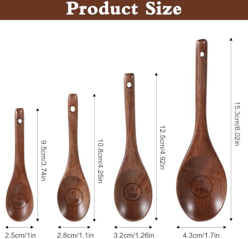 Nogeqi 4PCS Wooden Measuring Spoons Set, Natural Acacia Wooden Table