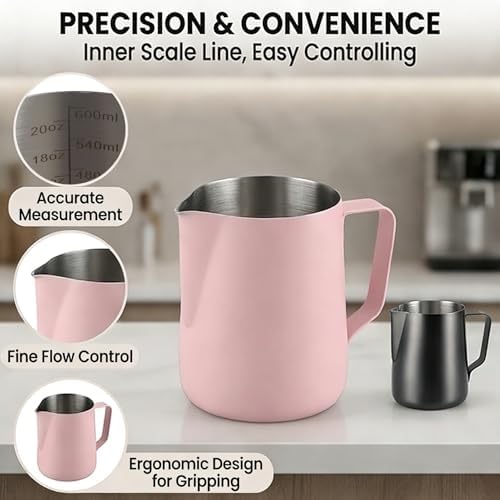 Milk Frothing Pitcher 20oz (600ml) – Stainless Steel Latte Art Pitcher