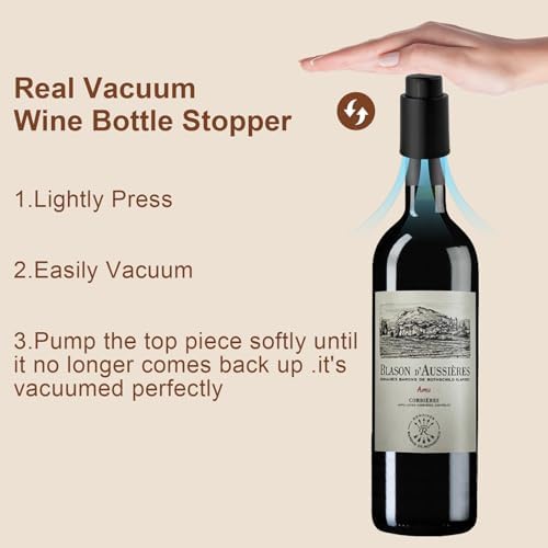 Vacuum Wine Preserver Stopper 2 PACK(Black)