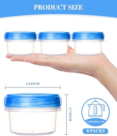 Salad Dressing Containers, [8 Pack*2 oz] Reusable Easy to Open