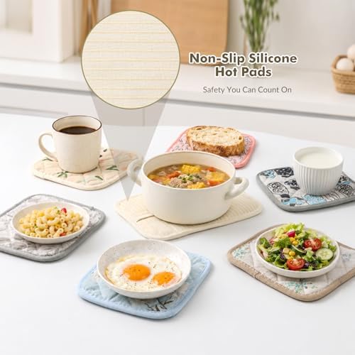 LEEPENK10Piece Pot Holders for Kitchen Heat Resistant,4 Beige Pot