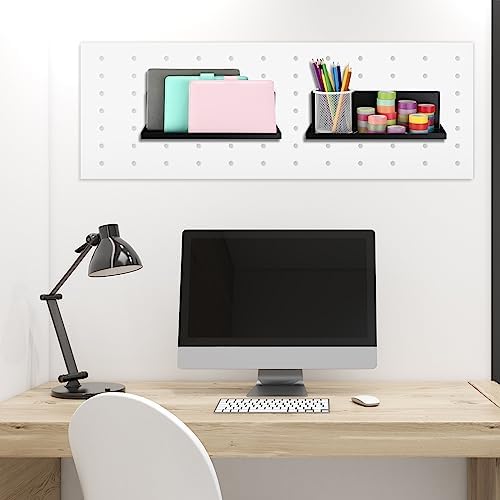 Therwen 4-Pack Magnetic Pegboard Shelves, 12 x 4.8 x 3.6 Inches
