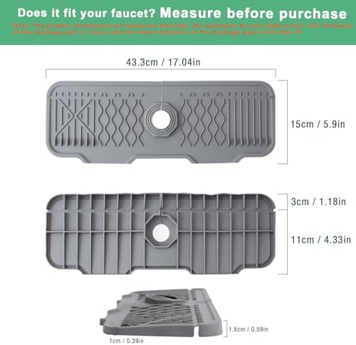 17 Inch Faucet Mat For Kitchen Sink Splash Guard Behind Faucet,5°Slope