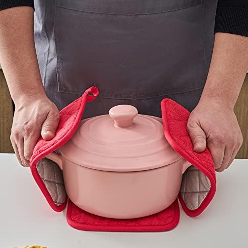 Cotton Kitchen Pot Holders, 7 x 7 Inch, Set of 4