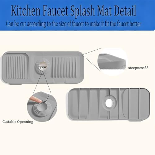 Silicone Kitchen Sink Splash Guard, 17.7" Drainage Mat for Faucet