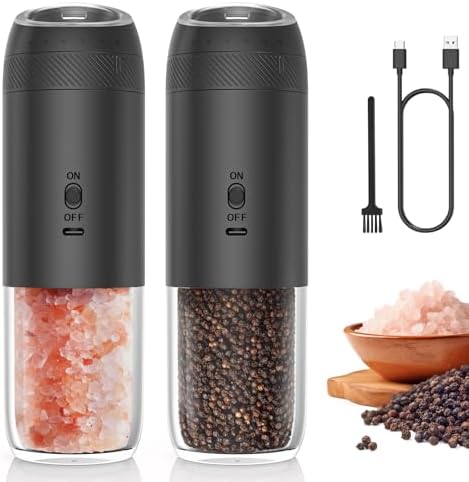 Gravity Sensor Electric Salt and Pepper Grinder Set, Battery-Powered