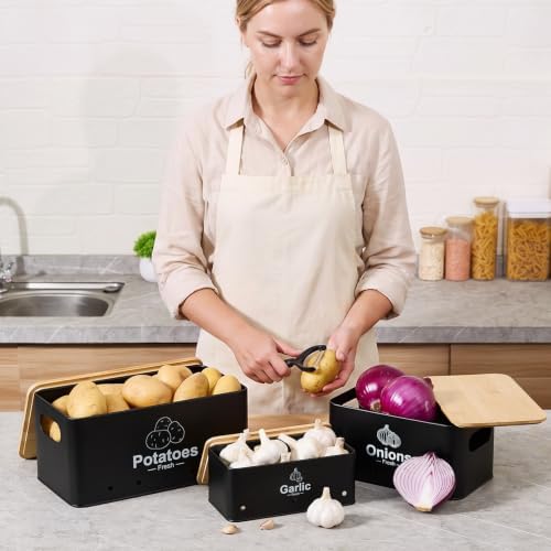 3 pieces Metal container Vegetable Storage for kitchen,Potato