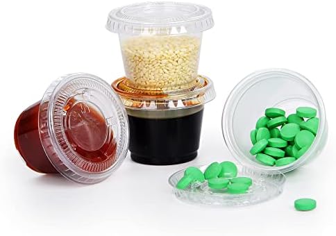 EDI [1 OZ, 100 Sets] Clear Disposable Plastic Portion Cups With