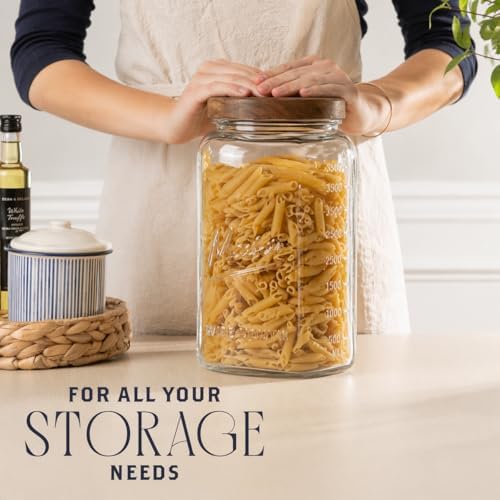 1 Gallon Glass Jars with Wooden Lids - Extra Large Mason Jars Wide