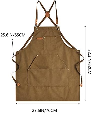 Aoomzoon Canvas Aprons for Men Women, Heavy Duty BBQ Apron with