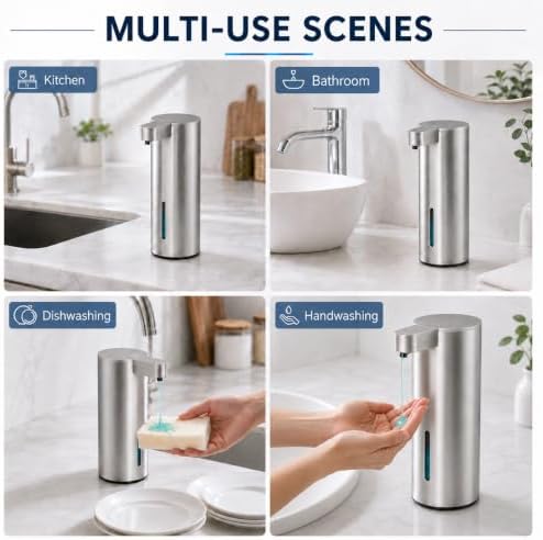 XINKORA Stainless Steel Automatic Soap Dispenser for Dish & Hand Soap